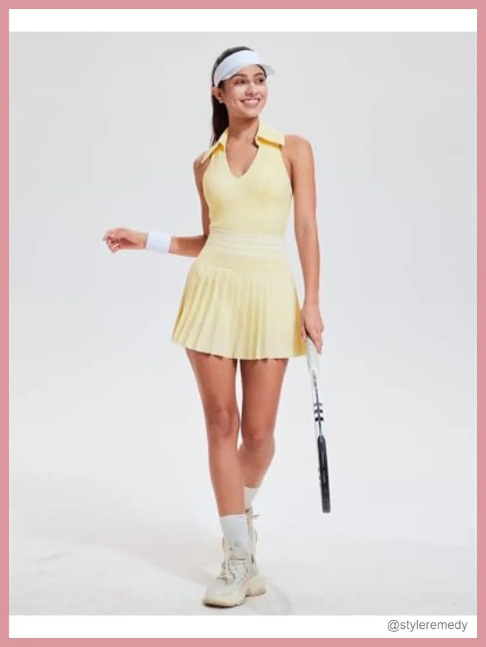Women 2 Piece Tennis Skirt Set Polo Golf Outfits Racerback Tank Top Pleated
